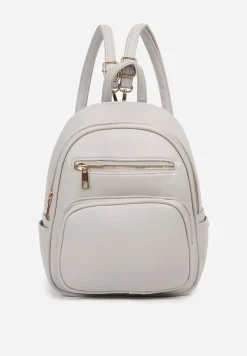 Jasnoszary Plecak Ozdobiony Suwakami z Odpinanymi Paskami z Regulacją Nelmira