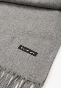 Jasnoszary Szalik z Bawełny i Wiskozy o Kwadratowym Fasonie z Frędzlami Merya