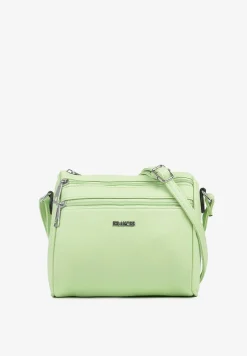 Jasnozielona Mała Torebka Listonoszka z Kieszeniami na Suwak Savirette