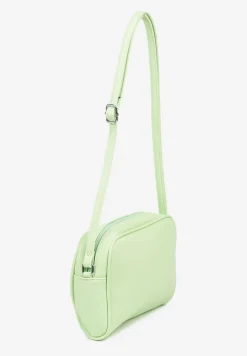 Jasnozielona Torebka Listonoszka z Metalicznym Napisem Nilofae