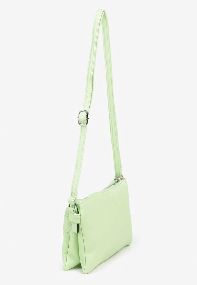 Jasnozielona Torebka Typu Listonoszka o Prostokątnym Fasonie Izinia
