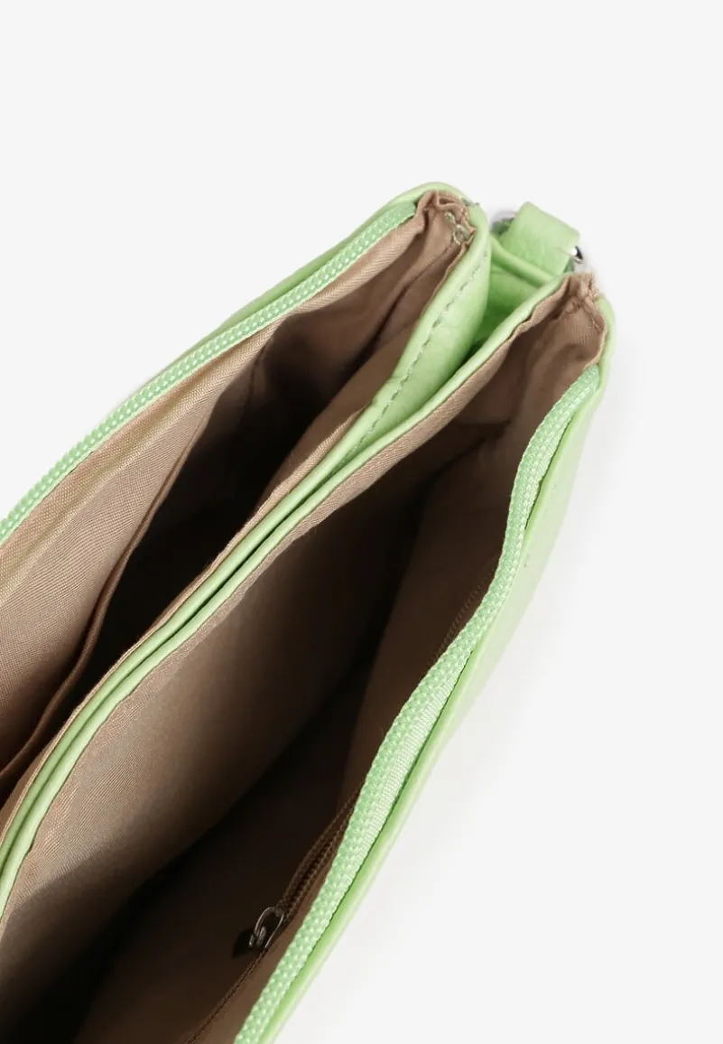 Jasnozielona Torebka Typu Listonoszka o Prostokątnym Fasonie Izinia