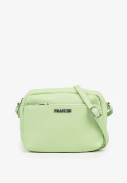 Jasnozielona Torebka Typu Listonoszka z Suwakiem i Metalicznym Zdobieniem Silenaia