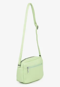 Jasnozielona Torebka Typu Listonoszka z Suwakiem i Metalicznym Zdobieniem Silenaia
