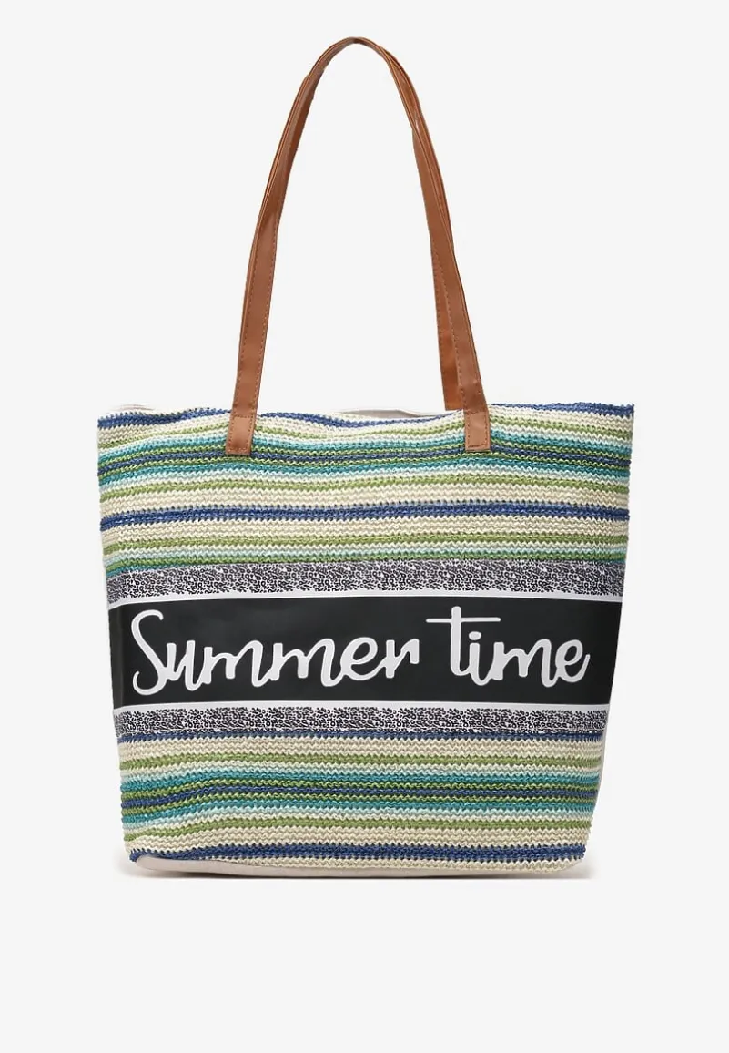 Jasnozielona Torebka Typu Shopper na Plażę z Jedną Komorą Gomeissa