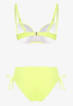 Jasnozielone Bikini Biustonosz z Usztywnianymi Miseczkami Majtki Figi Ozdobione Troczkami Tamarie