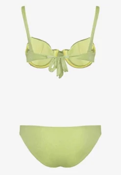 Jasnozielone Bikini Dwuczęściowe Biustonosz z Wiązaniem na Plecach Majtki Typu Figi Tiamarla