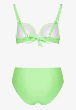 Jasnozielone Bikini Majtki Figi i Biustonosz z Cyrkoniami Tenumela