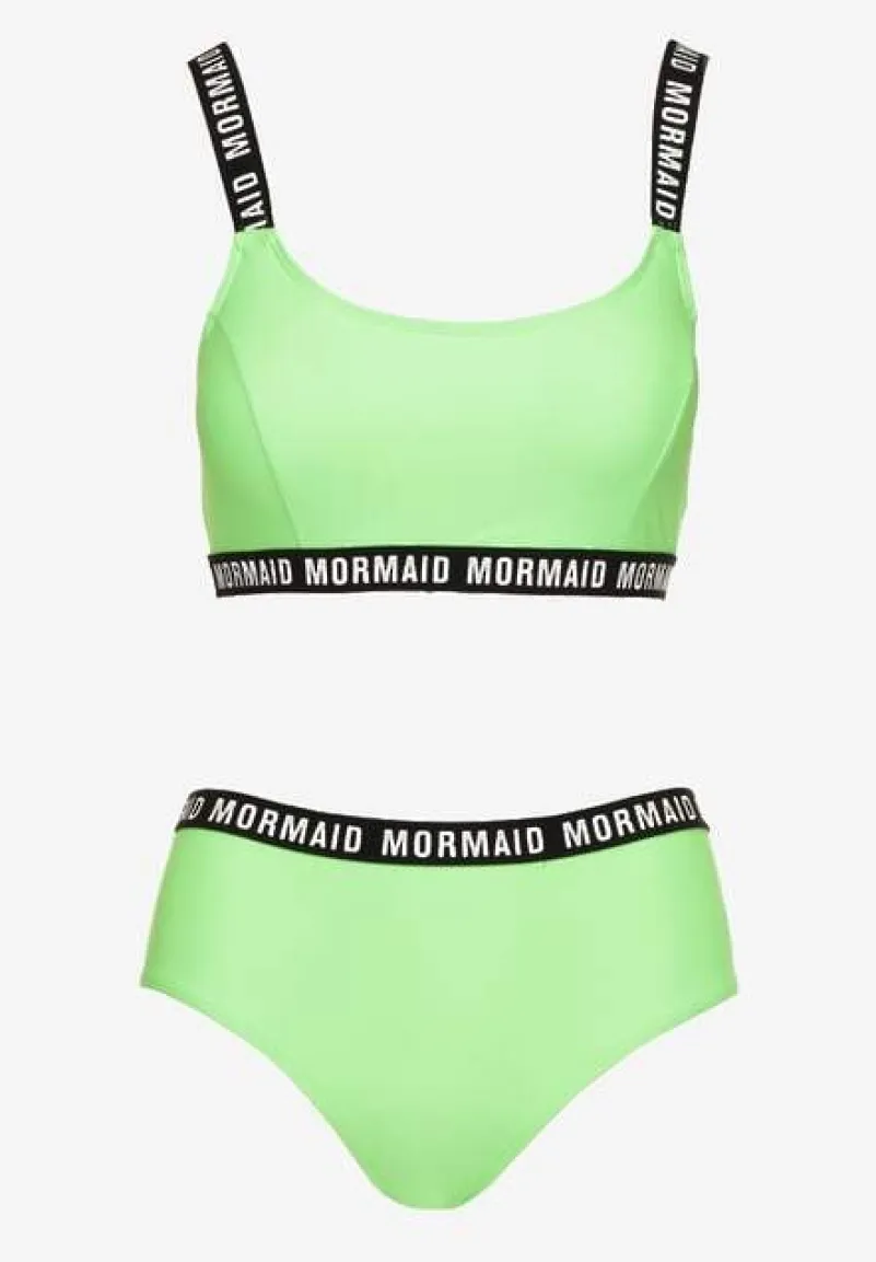 Jasnozielone Bikini Majtki Typu Figi i Sportowa Góra Ozdobione Napisami Nevoneira