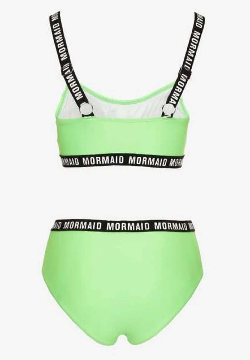 Jasnozielone Bikini Majtki Typu Figi i Sportowa Góra Ozdobione Napisami Nevoneira