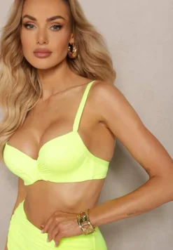Jasnozielone Bikini Usztywniany Biustonosz na Regulowanych Ramiączkach i Majtki z Wysokim Stanem Olamarie