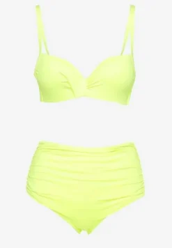 Jasnozielone Bikini Usztywniany Biustonosz na Regulowanych Ramiączkach i Majtki z Wysokim Stanem Olamarie
