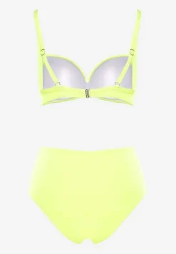Jasnozielone Bikini Usztywniany Biustonosz na Regulowanych Ramiączkach i Majtki z Wysokim Stanem Olamarie