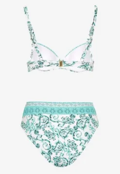 Jasnozielone Bikini Zdobione Ornamentalnym Printem Biustonosz i Figi Mirulea