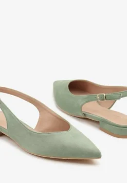 Jasnozielone Sandały Slingback Vices z Wkładką ze Skóry Naturalnej Annisae
