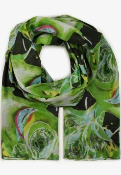 Jasnozielony Bawełniany Klasyczny Szalik Apaszka z Abstrakcyjnym Wzorem Nihilisa