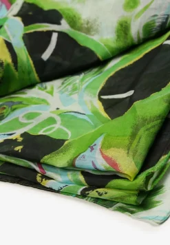 Jasnozielony Bawełniany Klasyczny Szalik Apaszka z Abstrakcyjnym Wzorem Nihilisa