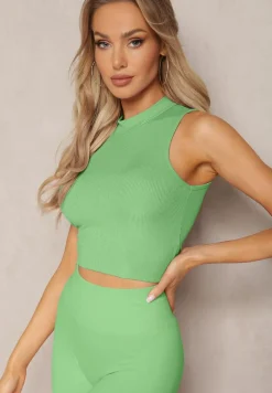 Jasnozielony Top Elastyczny z Niską Stójką Nonahilla