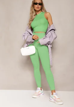 Jasnozielony Top Elastyczny z Niską Stójką Nonahilla