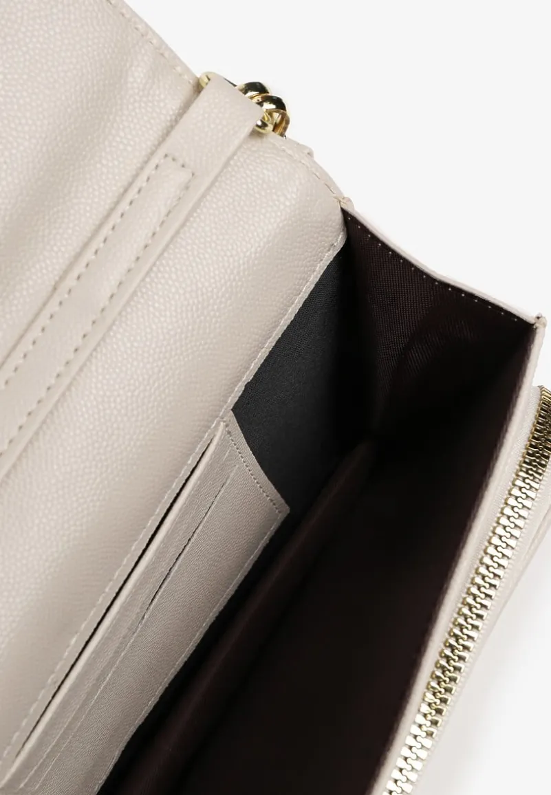 Kremowa Trzykomorowa Mała Torebka z Pikowaniem i Dodatkowymi Odczepianymi Paskami Siarolia