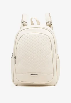 Kremowy Pikowany Plecak z Metaliczną Aplikacją Paselitia