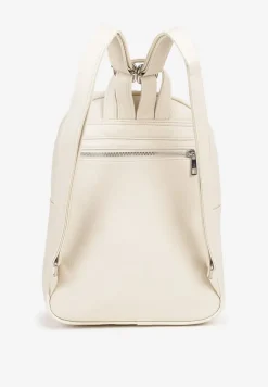 Kremowy Trapezowy Plecak z Suwakiem z Frędzlami Idassea
