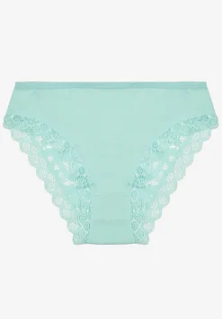 Miętowe Bawełniane Majtki Figi z Ozdobną Koronką Lemmer