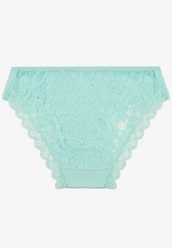 Miętowe Bawełniane Majtki Figi z Ozdobną Koronką Lemmer