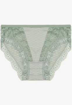 Miętowe Figi Majtki z Bawełny Ozdobione Koronką Pilles