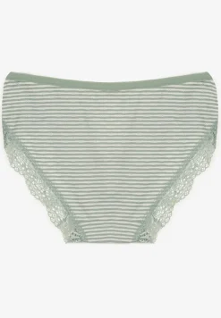 Miętowe Figi Majtki z Bawełny Ozdobione Koronką Pilles