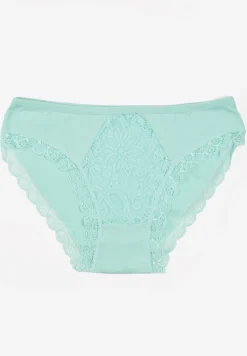 Miętowe Majtki Figi Ozdobione Wstawkami z Koronki Povia