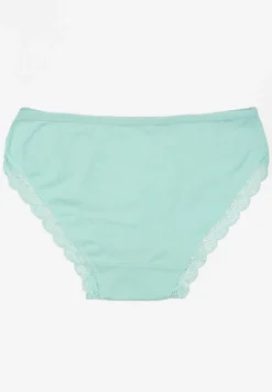 Miętowe Majtki Figi Ozdobione Wstawkami z Koronki Povia