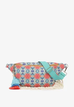 Miętowo-Pomarańczowa Nerka z Dodatkową Kieszonką Wewnątrz Ozdobiona Frędzlami Humubia