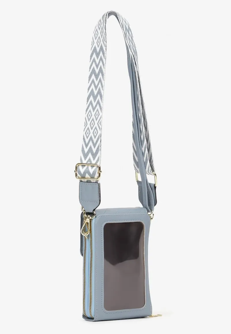 Niebieska Prostokątna Torebka z Dwoma Paskami z Imitacji Ekoskóry Aihana