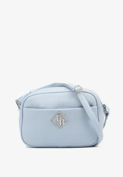 Niebieska Torebka na Ramię Ozdobiona Metaliczną Aplikacją Nanithra