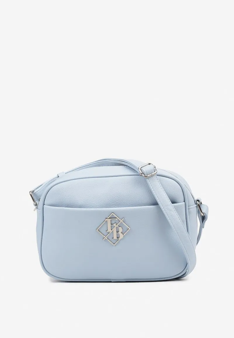 Niebieska Torebka na Ramię Ozdobiona Metaliczną Aplikacją Nanithra