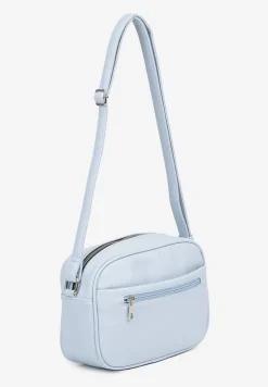 Niebieska Torebka na Ramię Ozdobiona Metaliczną Aplikacją Nanithra