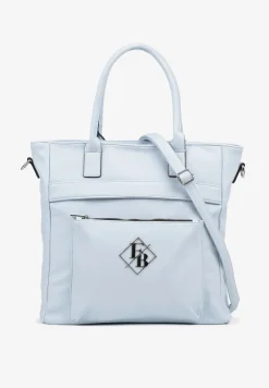 Niebieska Torebka Typu Shopper z Paskiem Crossbody Zdobiona Aplikacją Idaniela