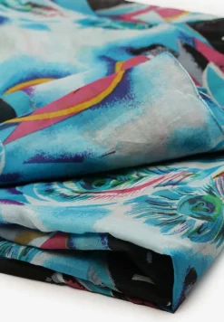 Niebieski Bawełniany Klasyczny Szalik Apaszka z Abstrakcyjnym Wzorem Nihilisa