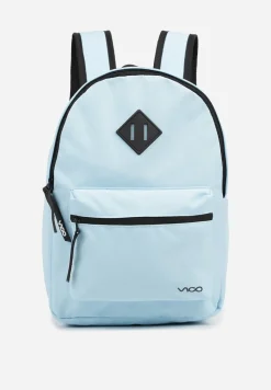 Niebieski Duży Plecak w Sportowym Stylu z Zasuwaną Kieszonką i Naszywką Ulanelis