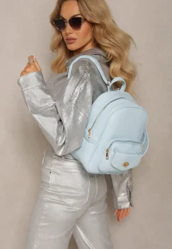 Niebieski Mały Plecak w Stylu Casual z Imitacji Skóry Arxena