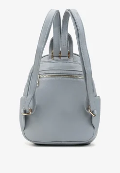 Niebieski Mały Plecak z Imitacji Skóry na Regulowanych Szelkach z Łańcuszkiem Carnissa