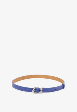 Niebieski Pasek z Aplikacjami w Kształcie Kwiatków i Ozdobną Sprzączką Tinasol