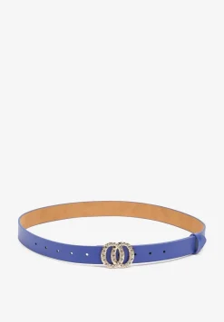 Niebieski Pasek z Okrągłą Klamrą i Cyrkoniami Kefia