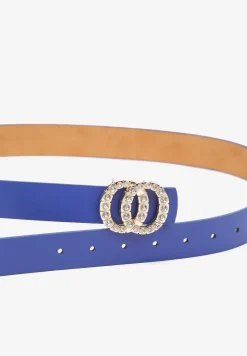 Niebieski Pasek z Okrągłą Klamrą i Cyrkoniami Kefia