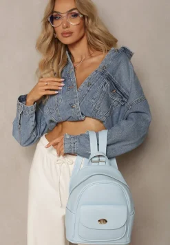 Niebieski Plecak na Regulowanych Szelkach ze Złotą Ozdobą i Rączką Imenaria