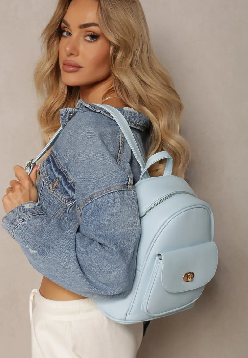 Niebieski Plecak na Regulowanych Szelkach ze Złotą Ozdobą i Rączką Imenaria