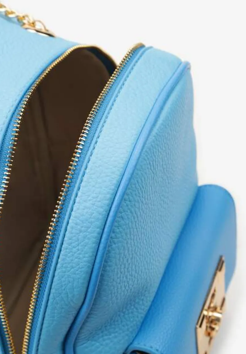 Niebieski Plecak ze Złotymi Wykończeniami i Łańcuchem wokół Rączki Jianula