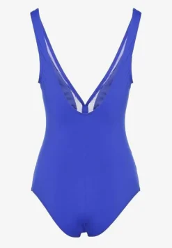 Niebieski Strój Kąpielowy z Transparentnymi Wstawkami Folore