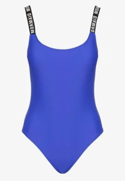 Niebieski Strój Kąpielowy z Usztywnianymi Miseczkami Ozdobiony Napisami Tenera